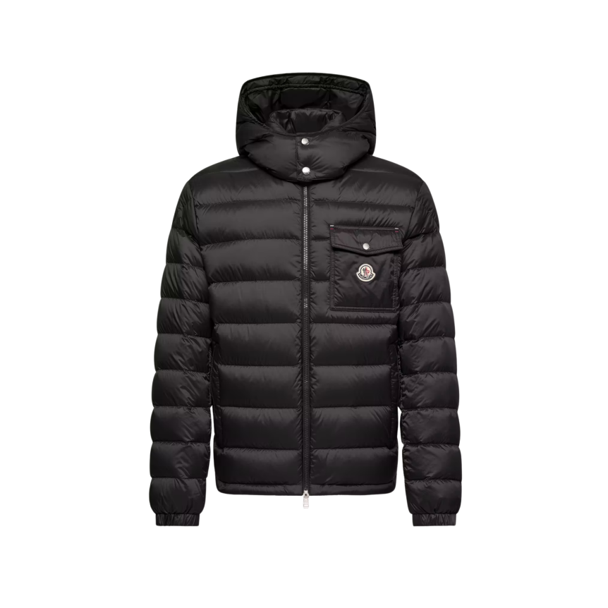 Doudoune courte à capuche MONCLER Verith nylon noir poche poitrine