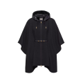 Cape capuche matelassée laine vierge mélangée noir ceinture