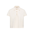 Polo court ample coton écru bouton pression doré