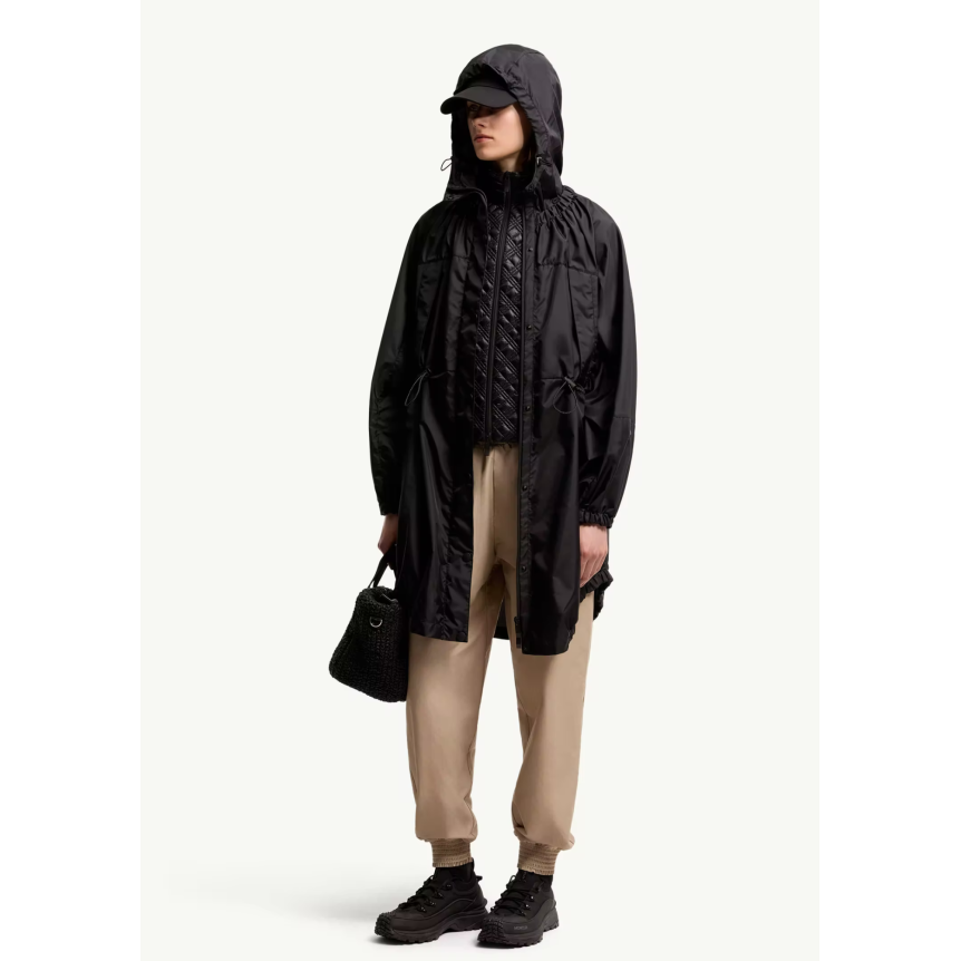 Parka longue MONCLER imperméable à capuche Expression en toile polyamide noir