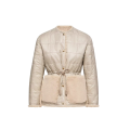 Doudoune courte réversible Tipule nylon beige taupe bouton poche fourrure