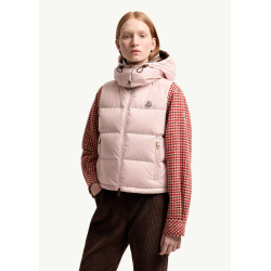 Gilet doudoune sans manche MONCLER à capuche Niverolle nylon rose