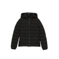 Doudoune fine à capuche Herbes nylon noir mat col logo brillant