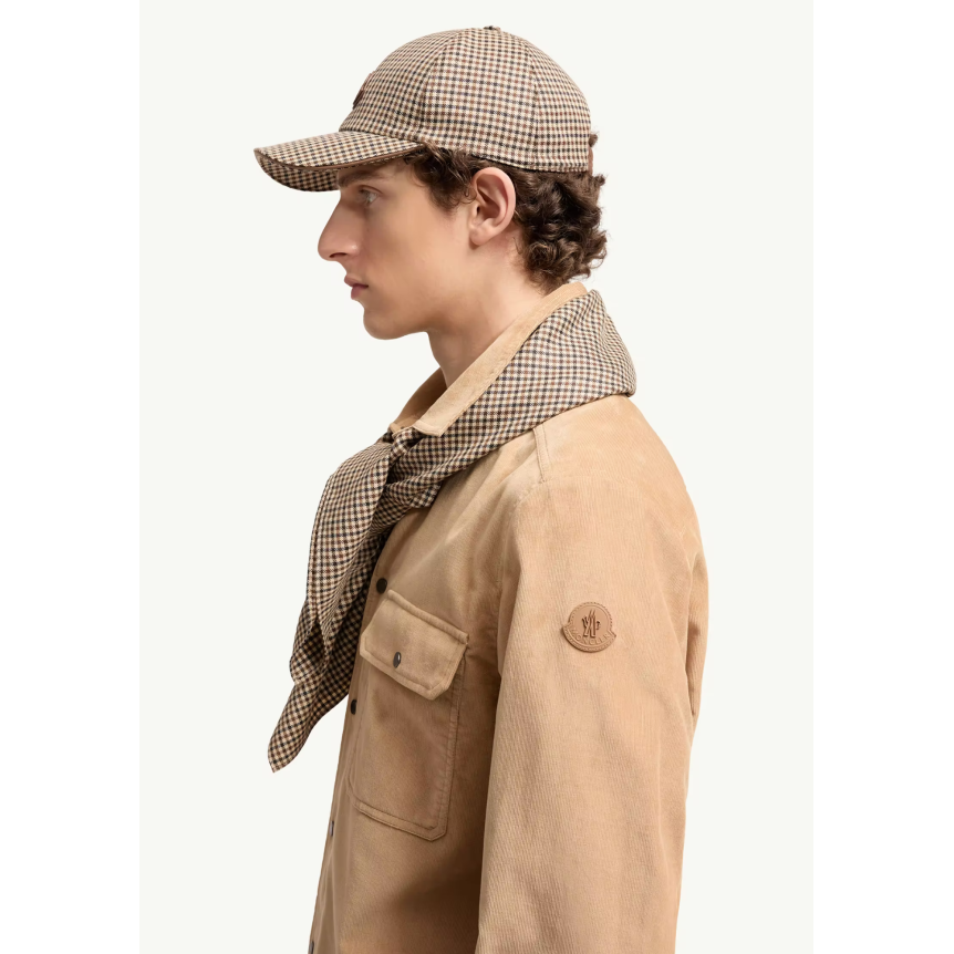 Chemise MONCLER en velours de coton côtelé beige bouton pression poche poitrine