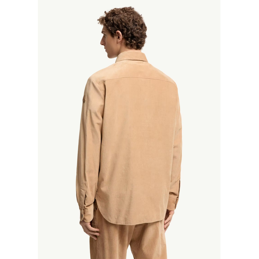 Chemise MONCLER en velours de coton côtelé beige bouton pression poche poitrine