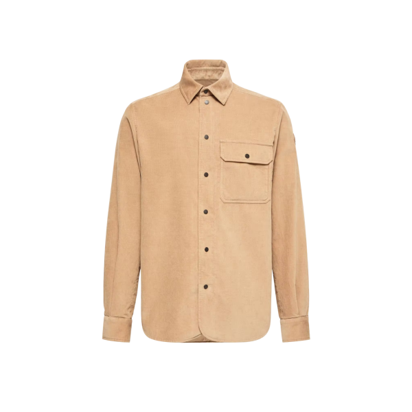 Chemise MONCLER en velours de coton côtelé beige bouton pression poche poitrine