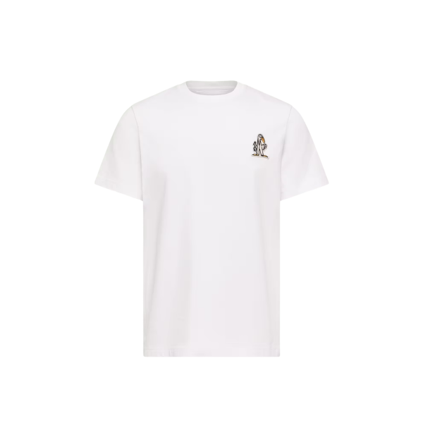 T-shirt manche courte MONCLER col rond coton blanc broderie logo M Duck