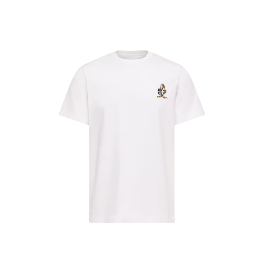 T-shirt manche courte MONCLER col rond coton blanc broderie logo M Duck