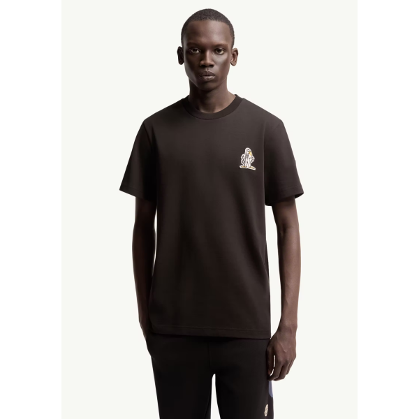 T-shirt manche courte col rond coton noir broderie logo M Duck