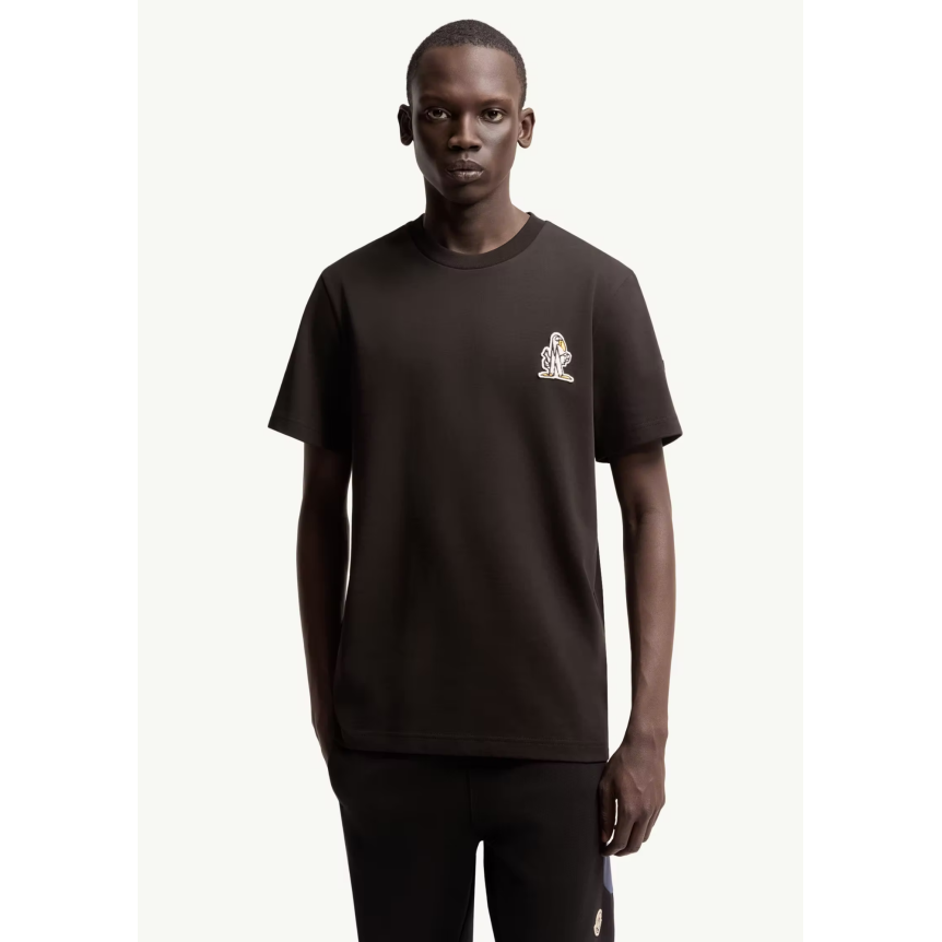 T-shirt manche courte col rond coton noir broderie logo M Duck
