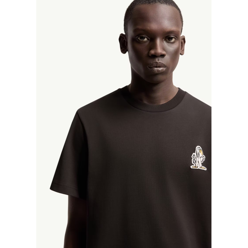 T-shirt manche courte col rond coton noir broderie logo M Duck