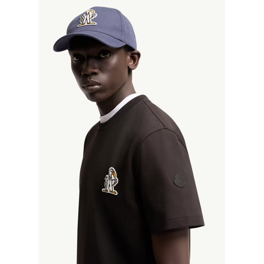 T-shirt manche courte col rond coton noir broderie logo M Duck