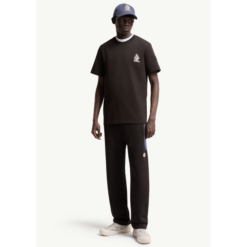 T-shirt manche courte col rond coton noir broderie logo M Duck