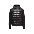 Cardigan matelassé zippé bi matière laine et cachemire noir