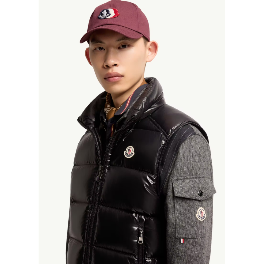 Gilet Doudoune sans manches MONCLER Bormes à capuche nylon brillant noir