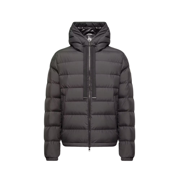 Doudoune à capuche MONCLER Zeflor nylon mat noir cordon