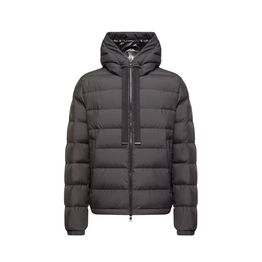 Doudoune à capuche MONCLER Zeflor nylon mat noir cordon