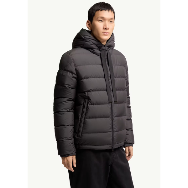 Doudoune à capuche MONCLER Zeflor nylon mat noir cordon