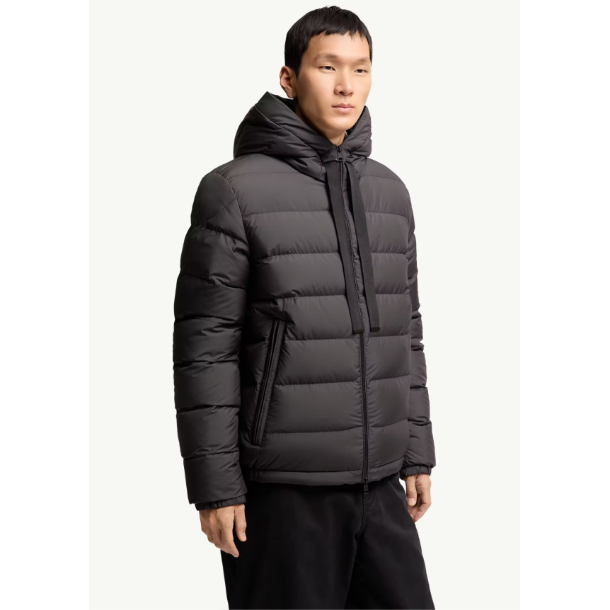 Doudoune à capuche MONCLER Zeflor nylon mat noir cordon