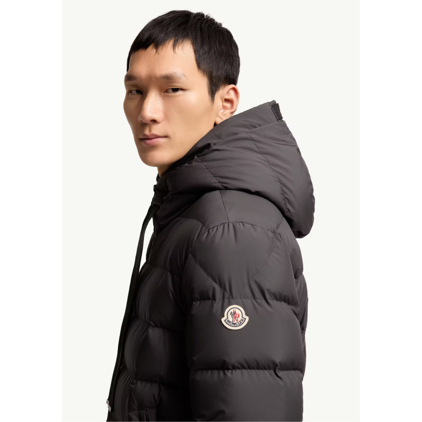 Doudoune à capuche MONCLER Zeflor nylon mat noir cordon