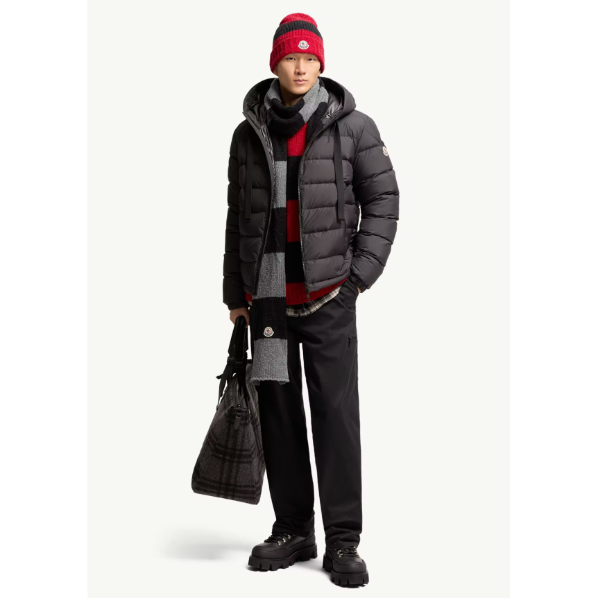 Doudoune à capuche MONCLER Zeflor nylon mat noir cordon