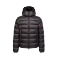 Doudoune courte à capuche Ravenlock nylon mat noir bande manche tricolore