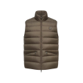 Gilet sans manches doudoune Treompan nylon mat vert olive kaki logo cuir