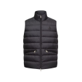 Gilet sans manches doudoune Treompan nylon mat noir logo cuir