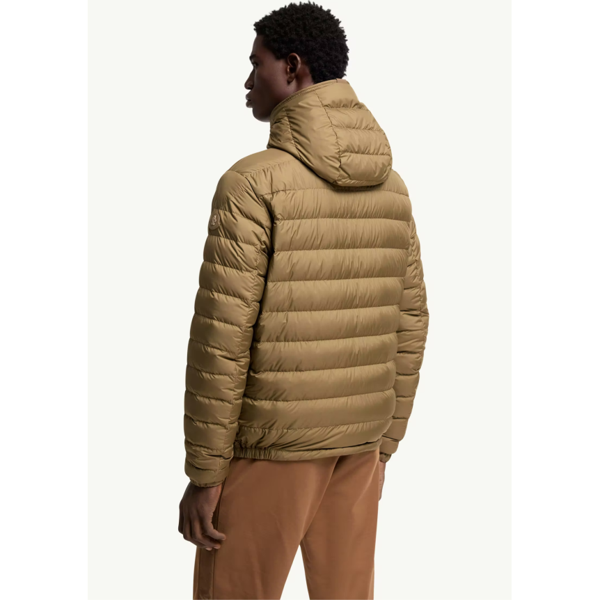 Doudoune courte à capuche MONCLER Solienn nylon vert olive logo cuir