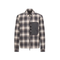 Sur chemise Cornisello en coton à carreaux noir marron crème dos doudoune poche poitrine nylon