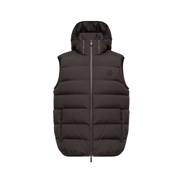 Doudoune sans manches à capuche amovible MONCLER Arinella nylon mat noir