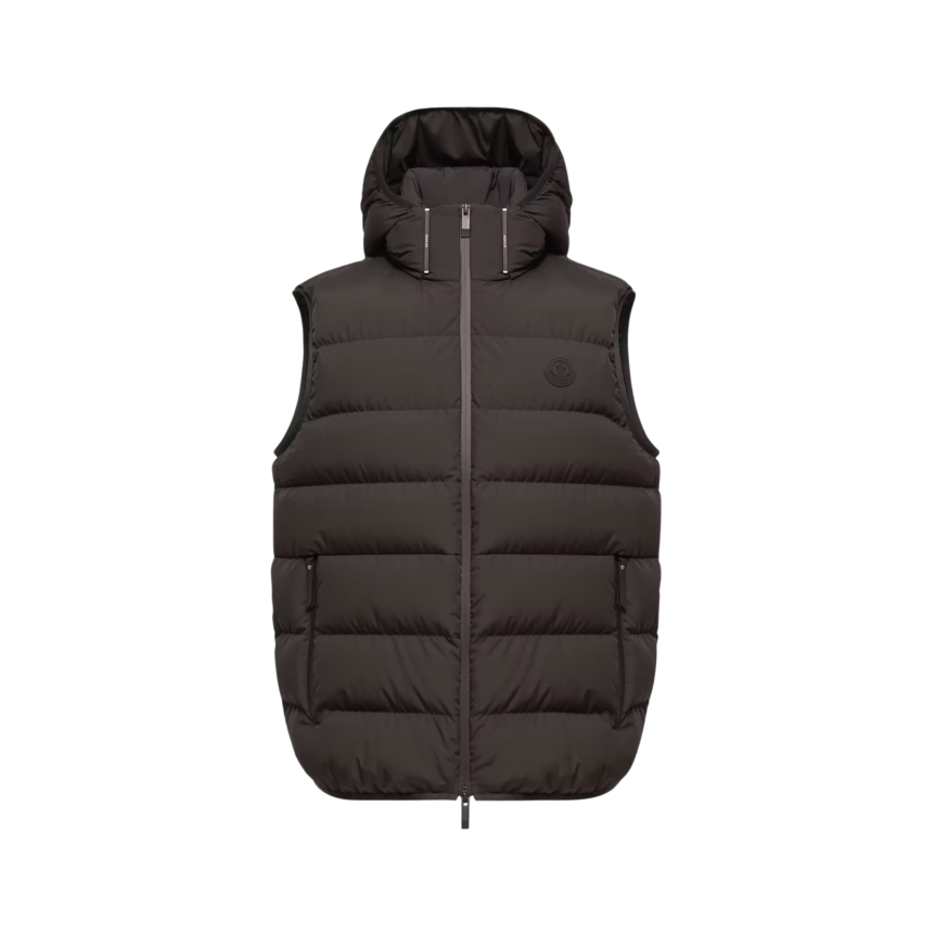 Doudoune sans manches à capuche amovible MONCLER Arinella nylon mat noir