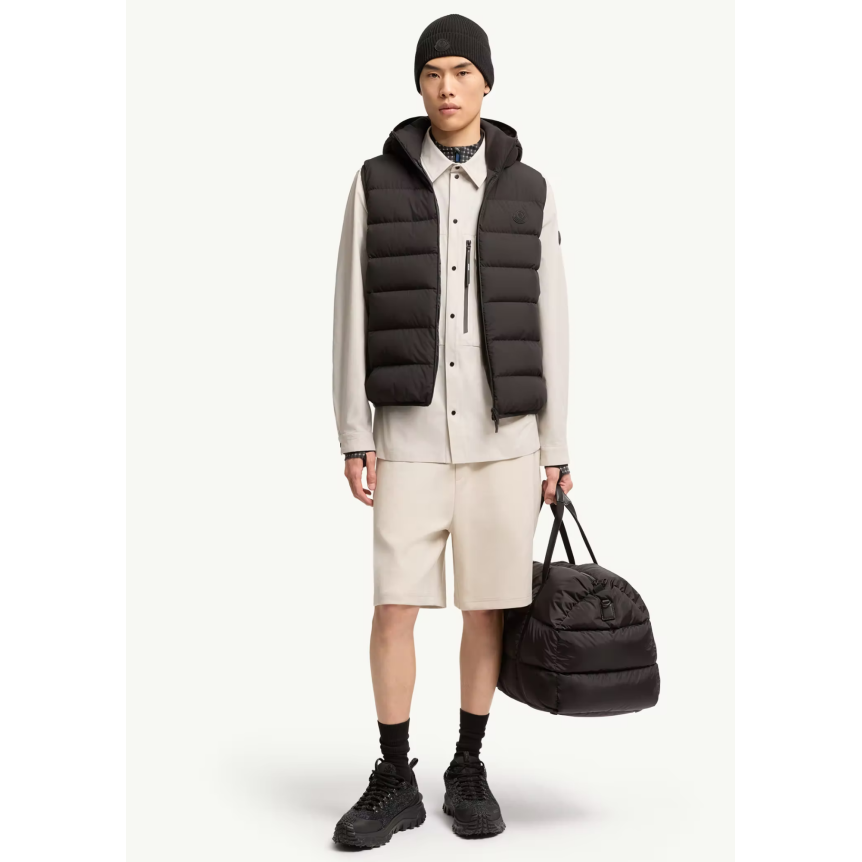 Doudoune sans manches à capuche amovible MONCLER Arinella nylon mat noir