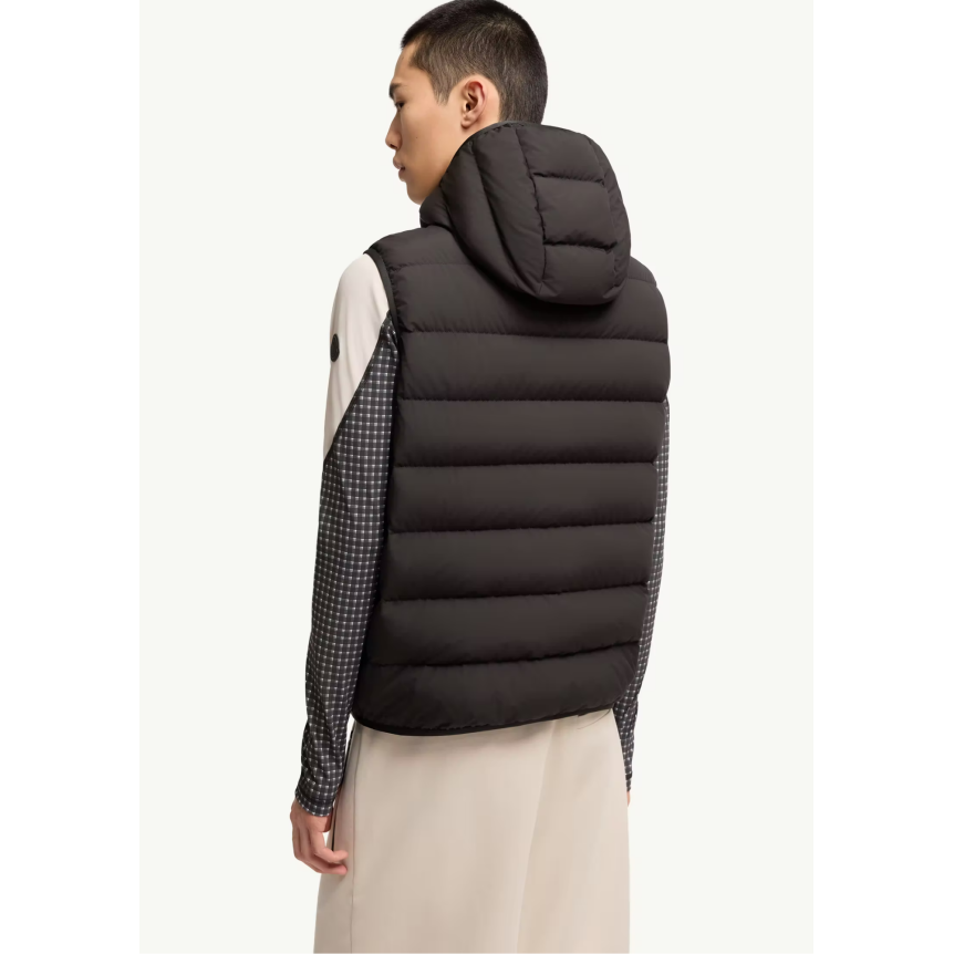 Doudoune sans manches à capuche amovible MONCLER Arinella nylon mat noir