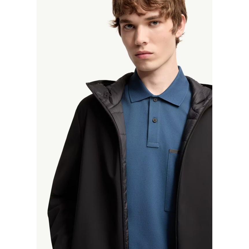 Veste coupe vent MONCLER à capuche Ciampolin nylon noir intérieur doudoune