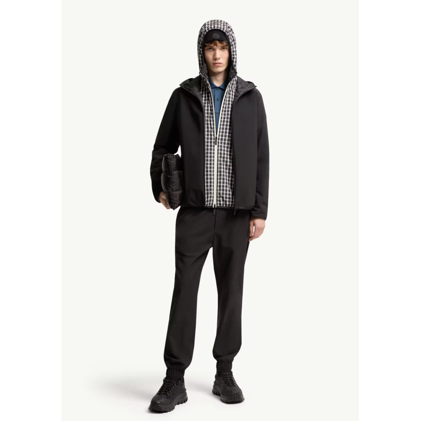 Veste coupe vent MONCLER à capuche Ciampolin nylon noir intérieur doudoune