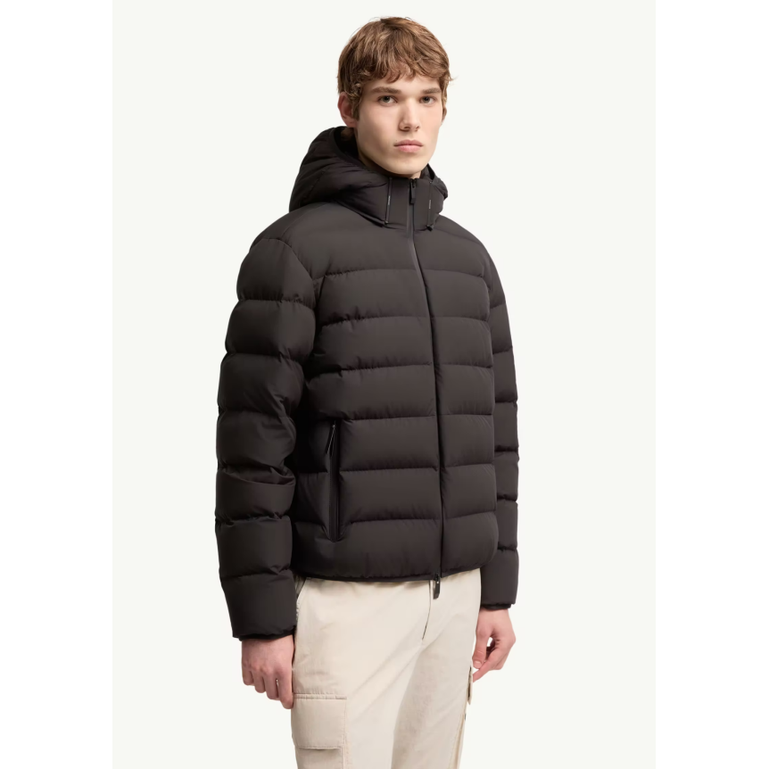 Doudoune courte MONCLER Arajoki à capuche nylon mat noir