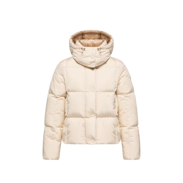 Doudoune courte à capuche MONCLER Castlenew nylon écru intérieur camel