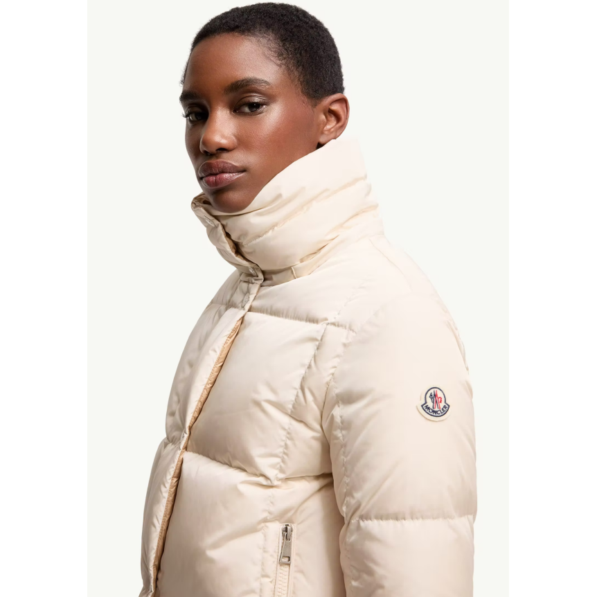 Doudoune courte à capuche MONCLER Castlenew nylon écru intérieur camel