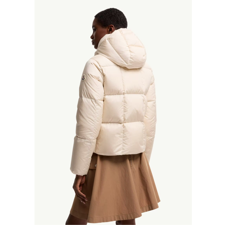 Doudoune courte à capuche MONCLER Castlenew nylon écru intérieur camel