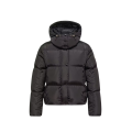 Doudoune courte à capuche Castlenew nylon noir intérieur camel