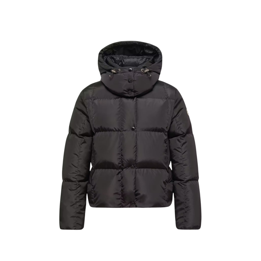 Doudoune courte à capuche MONCLER Castlenew nylon noir intérieur camel