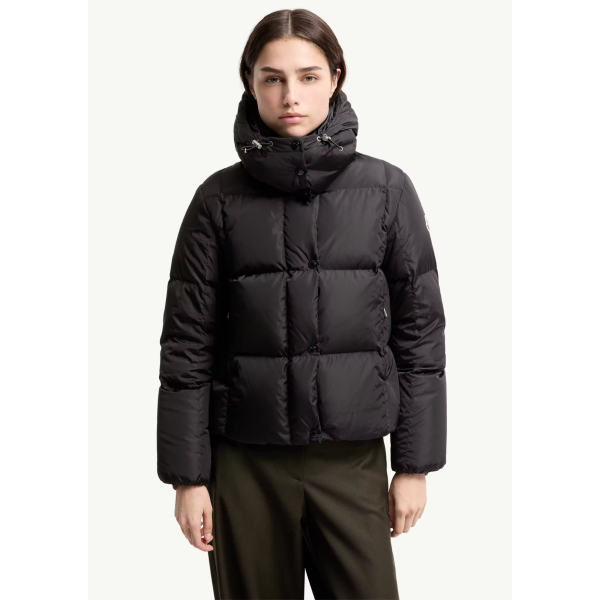 Doudoune courte à capuche MONCLER Castlenew nylon noir intérieur camel