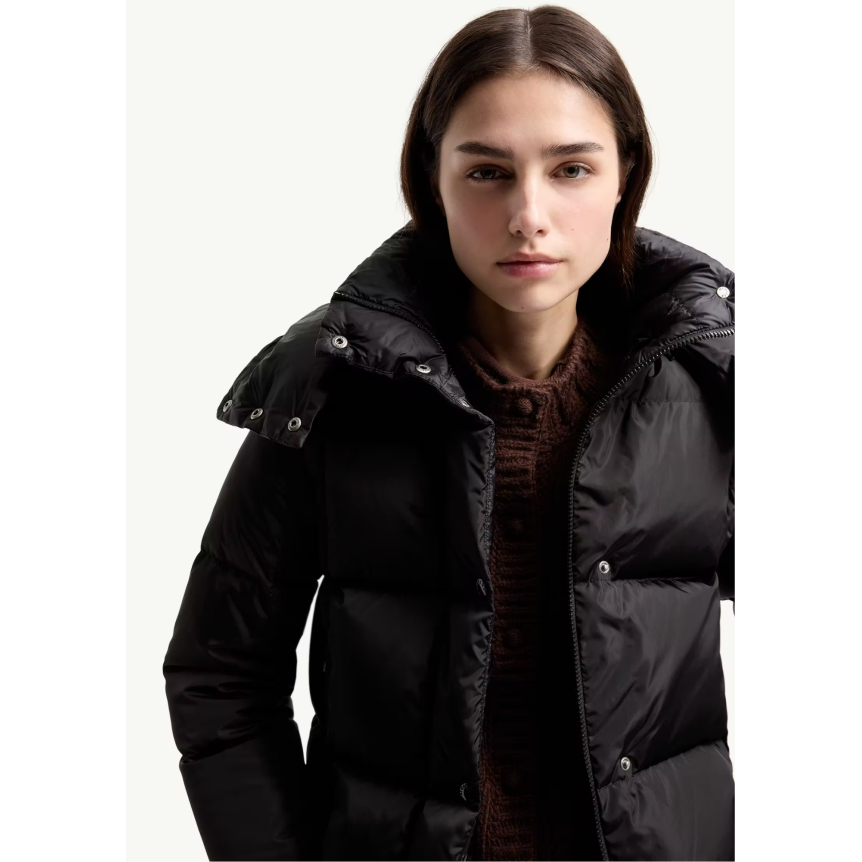 Doudoune courte à capuche MONCLER Castlenew nylon noir intérieur camel