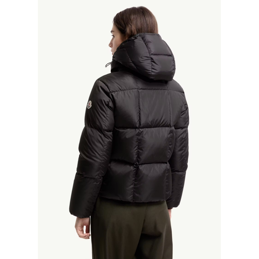 Doudoune courte à capuche MONCLER Castlenew nylon noir intérieur camel