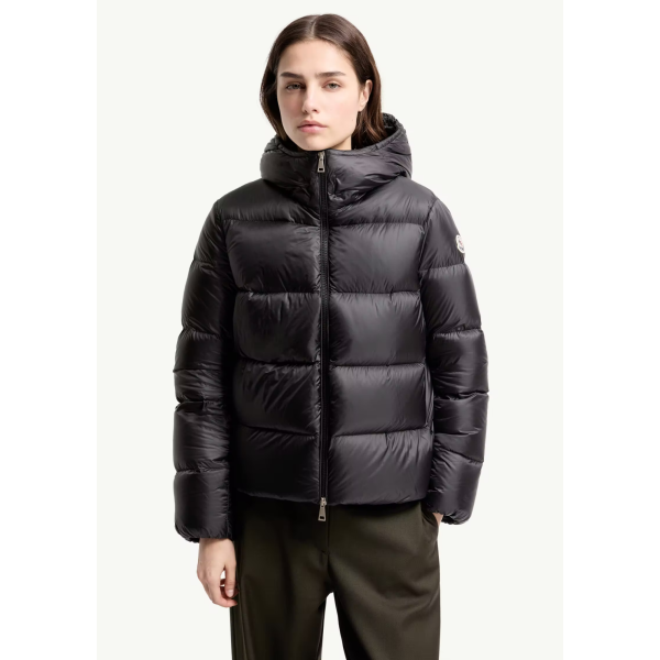 Doudoune courte à capuche MONCLER Feligule nylon mat noir
