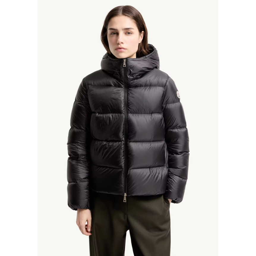 Doudoune courte à capuche MONCLER Feligule nylon mat noir