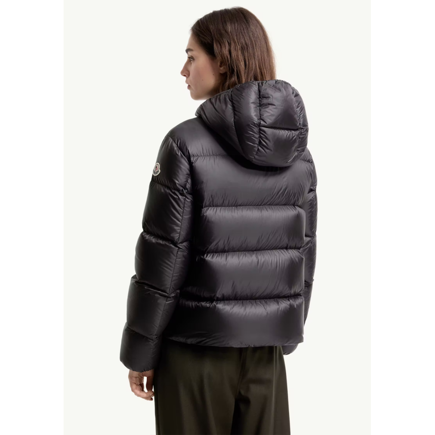 Doudoune courte à capuche MONCLER Feligule nylon mat noir