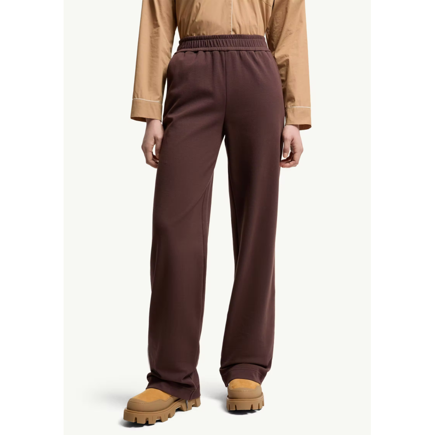Pantalon de survêtement droit MONCLER jogging en coton mélangé marron avec logo taille élastique