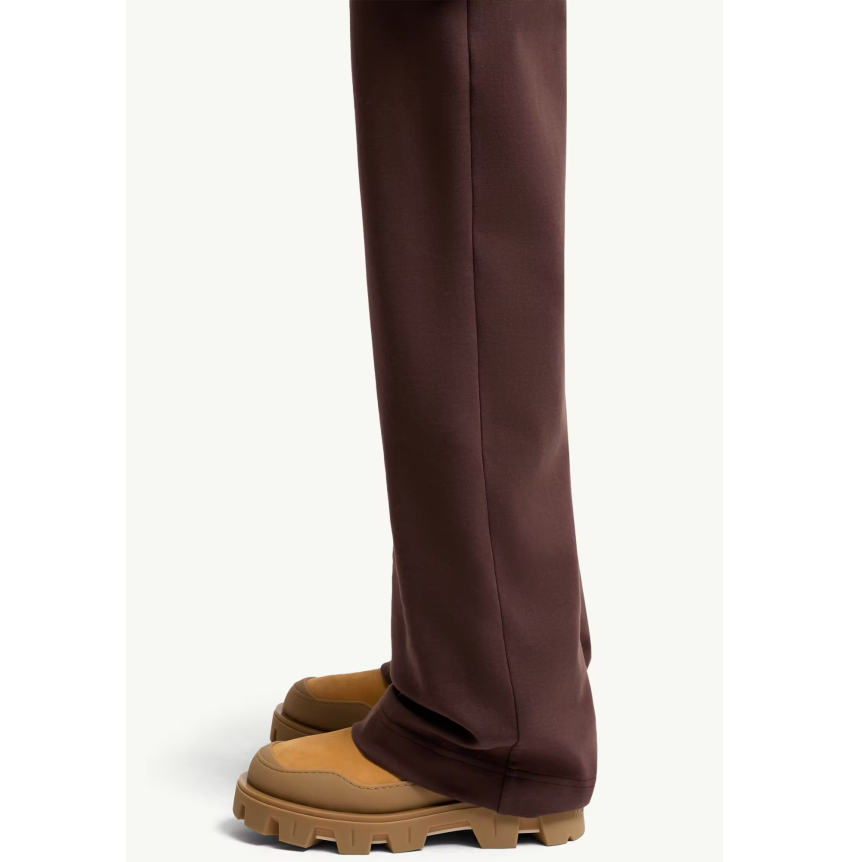 Pantalon de survêtement droit MONCLER jogging en coton mélangé marron avec logo taille élastique